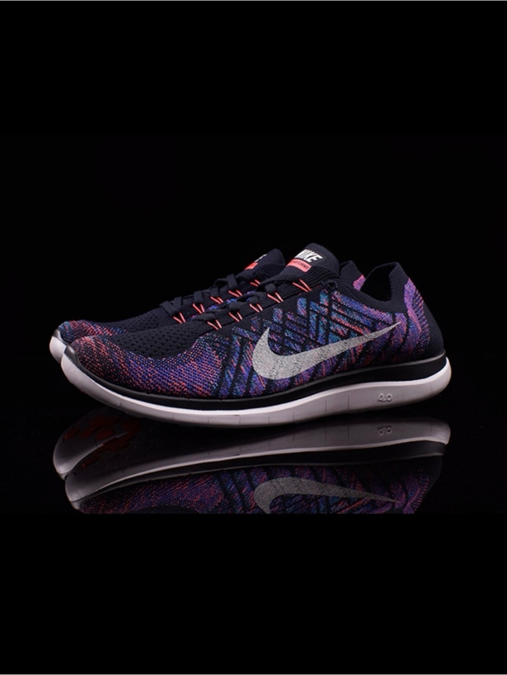 Nike Free 4.0 Flyknit Athletic Running Sneakers Men 9 Dark Obsidian Woven